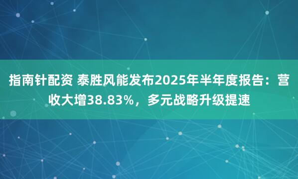 指南针配资 泰胜风能发布2025年半年度报告：营收大增38.83%，多元战略升级提速